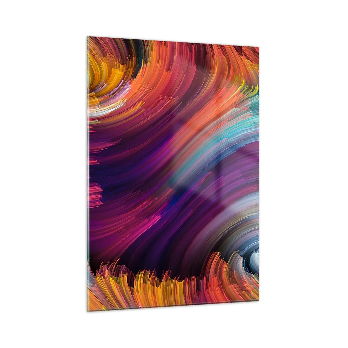 Glasbild - Bild auf glas - Bunte Wirbel und dynamische Pinselstriche in Abstraktion - 50x70cm - Der Beginn einer neuen Welt - Moderne Wanddekoration für Wohnzimmer und Schlafzimmer ARTTOR