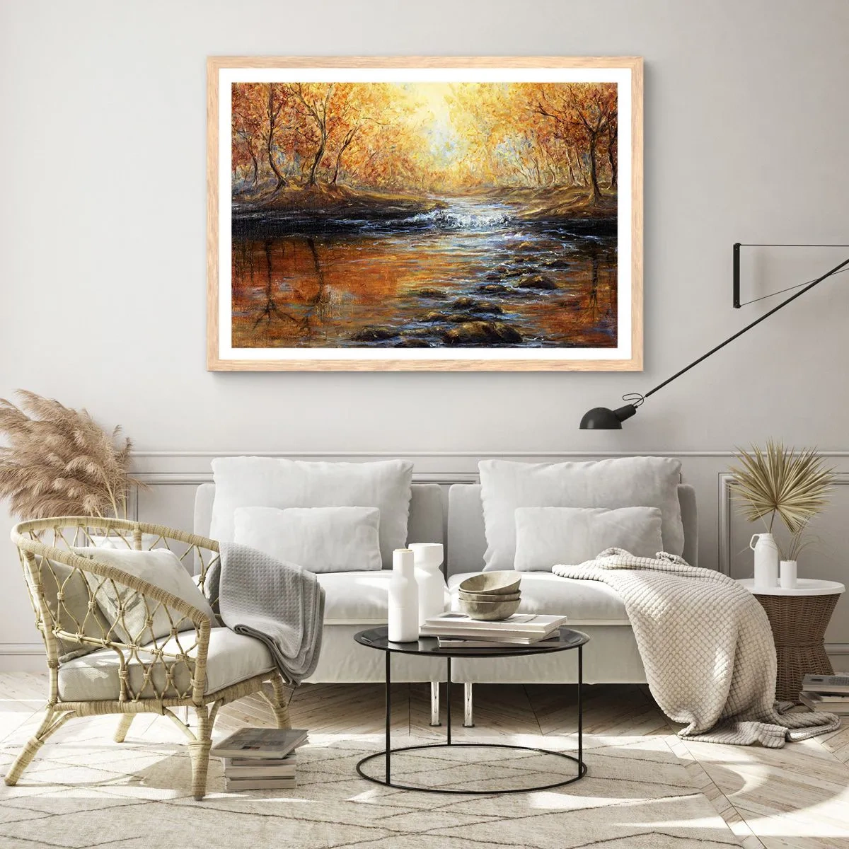 Poster in einem Rahmen aus heller Eiche - Der goldene Strom - 40x30 cm