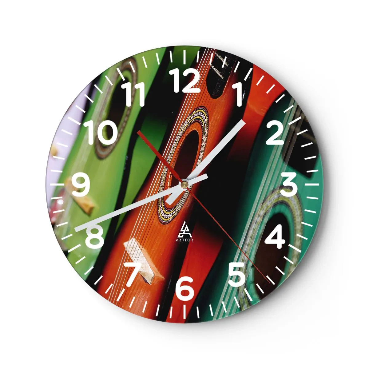 Wanduhr - Glasuhr - Die Gitarre hat viele Farben - 40x40 cm