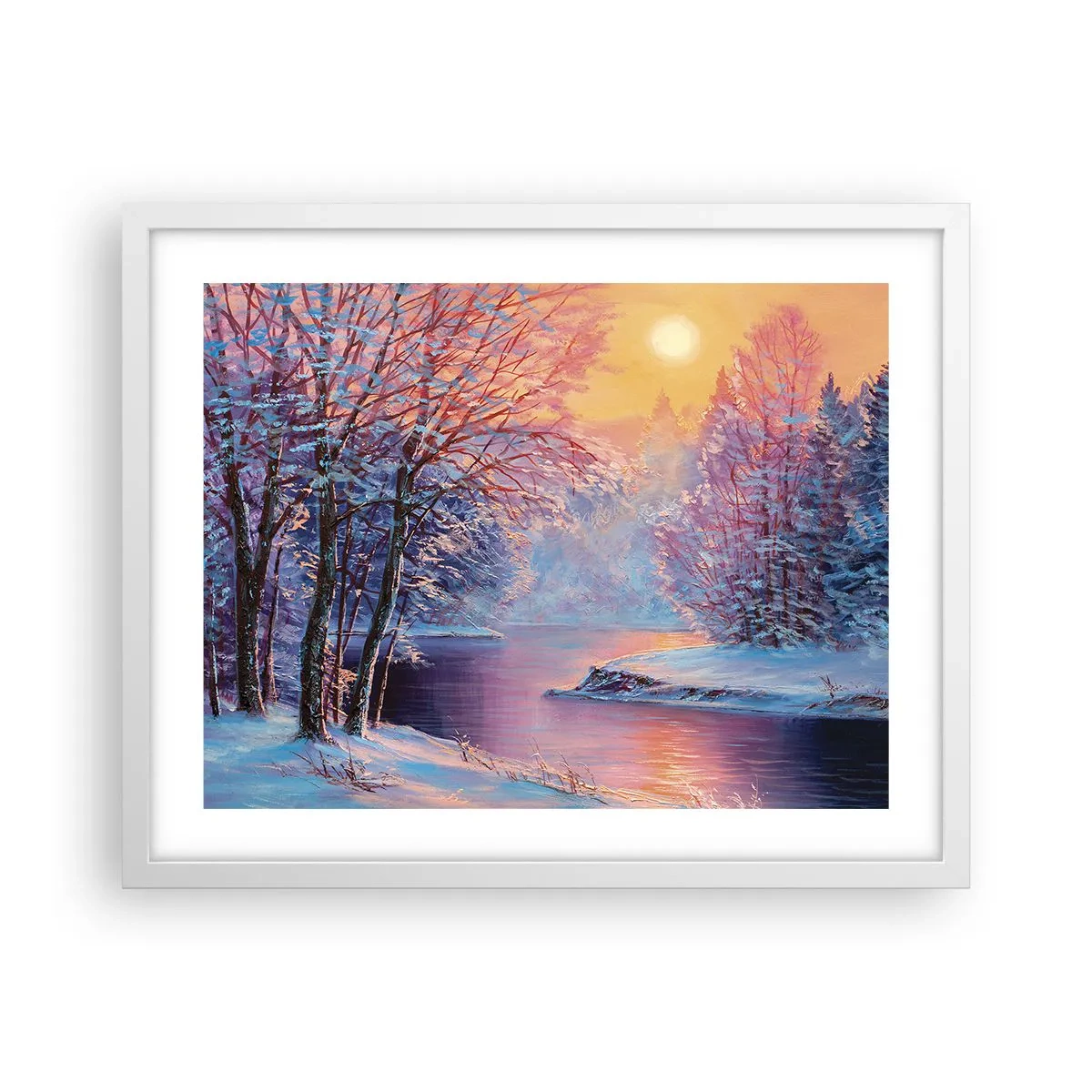 Poster in einem weißen Rahmen - Die Farben des Winters - 50x40 cm
