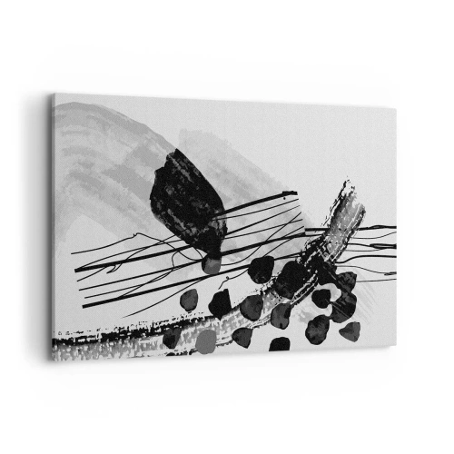 Bild auf Leinwand - Leinwandbild - Schwarz-weiße abstrakte Komposition mit organischen Formen - 120x80cm - Organische Schwarz-Weiß-Abstraktion - Moderne Wanddekoration für Wohnzimmer und Schlafzimmer ARTTOR