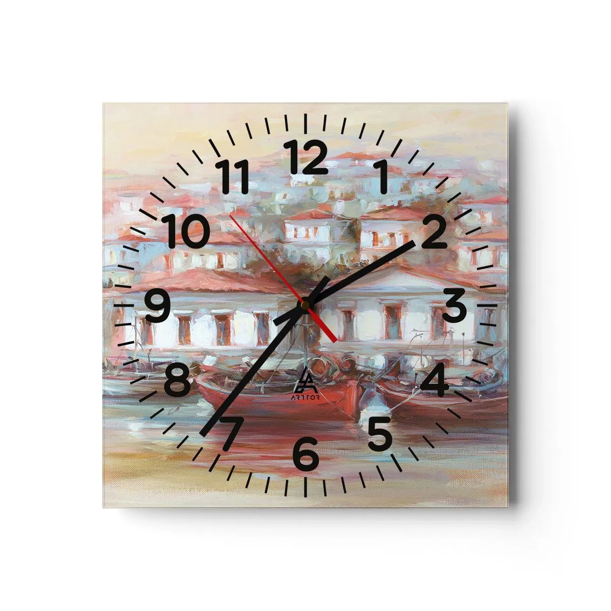 Wanduhr - Glasuhr - Glückliche Stadt - 30x30 cm