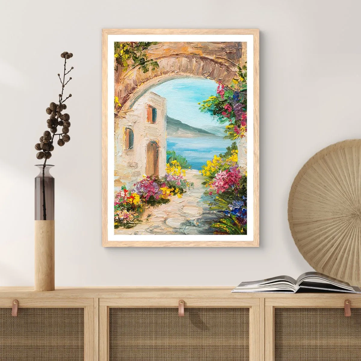 Poster in einem Rahmen aus heller Eiche - Charme einer Küstenprovinz - 70x100 cm