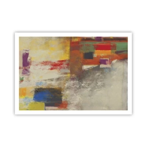 Poster - Bunte Abstraktion mit geometrischen Formen - 100x70cm - Geometrie der Farben - Moderne Wanddekoration für Wohnzimmer und Schlafzimmer ARTTOR