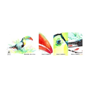Fototapeten Muster Selbstklebend Deluxe Sticker - So bunt wie Südamerika - Vogel, Tukan, Für Kinder - 100x30 cm