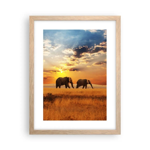 Poster in einem Rahmen aus heller Eiche - Familienspaziergang - 30x40 cm