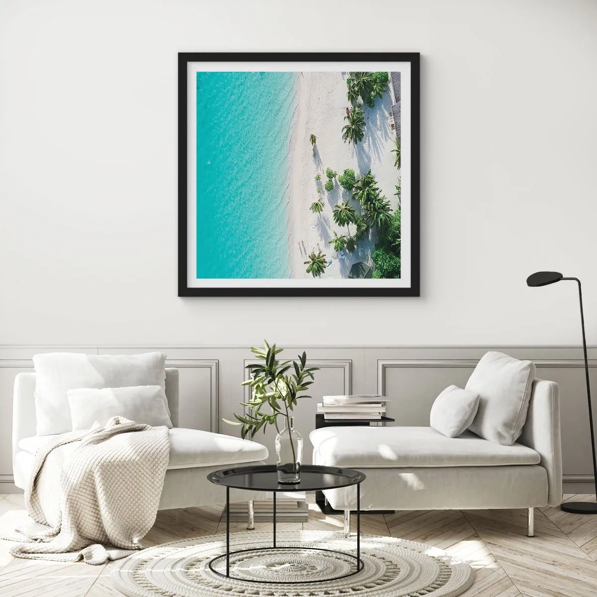 Poster in einem schwarzem Rahmen - Urlaub im Paradies - 30x30 cm