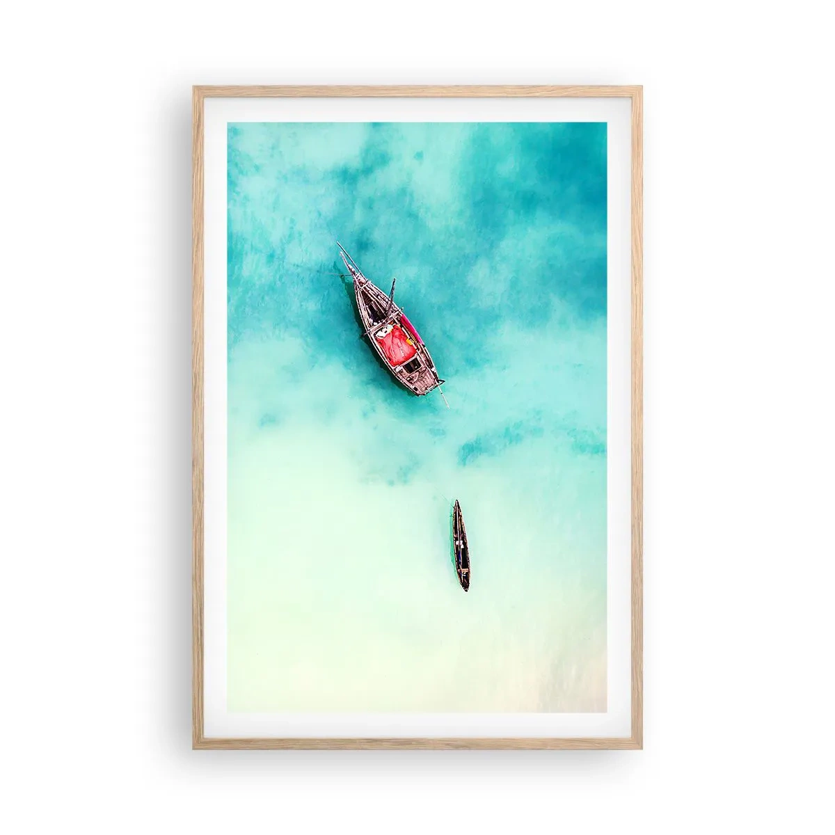 Poster in einem Rahmen aus heller Eiche - Denn an den Stränden von Sansibar, wenn der Wasserüberschuss ... - 61x91 cm