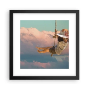 Poster in einem schwarzem Rahmen - Spaß in den Wolken - 30x30 cm