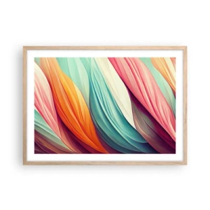 Poster in einem Rahmen aus heller Eiche - Regenbogengewebe - 70x50 cm