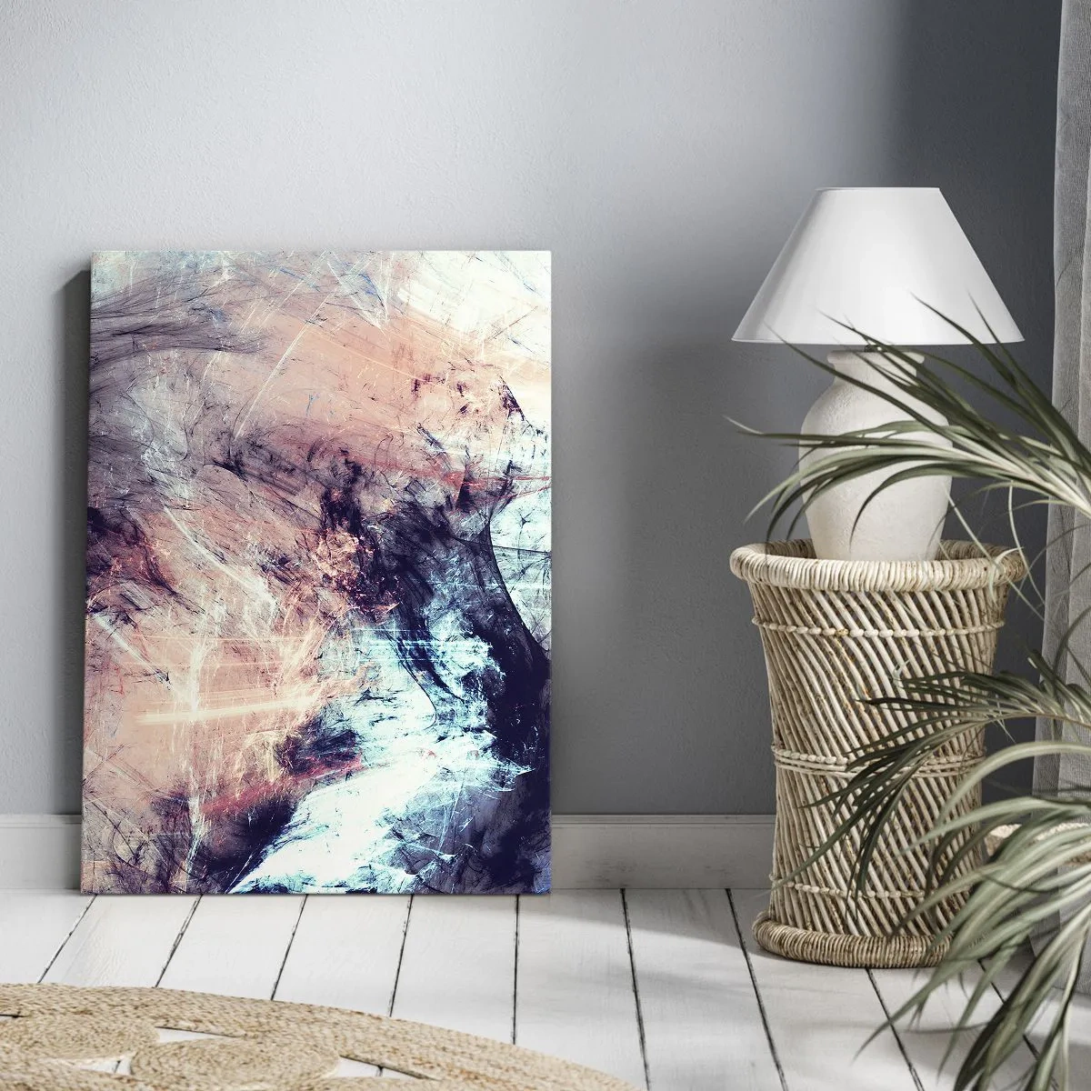 Bild auf Leinwand - Leinwandbild - Abstrakte Komposition in Pastelltönen und dunklen Tönen - 50x70cm - Fühle den Wind - Moderne Wanddekoration für Wohnzimmer und Schlafzimmer ARTTOR