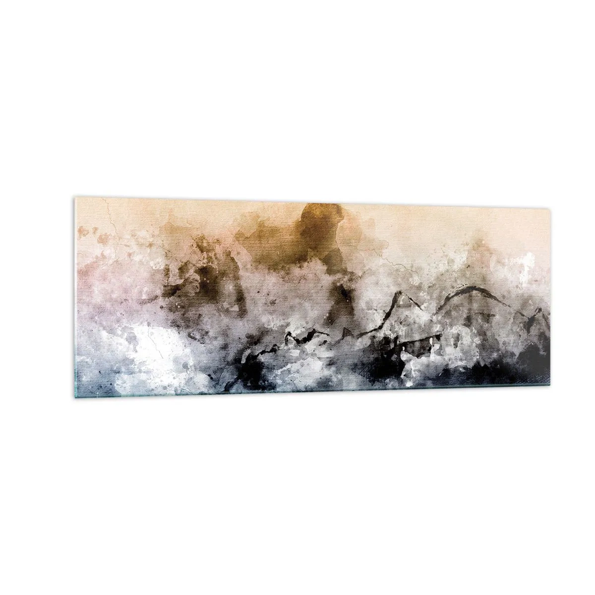 Glasbild - Bild auf glas - Abstrakte Landschaft mit Nebel und dezenten Farben - 140x50cm - In einer Nebelwolke ertrunken - Moderne Wanddekoration für Wohnzimmer und Schlafzimmer ARTTOR