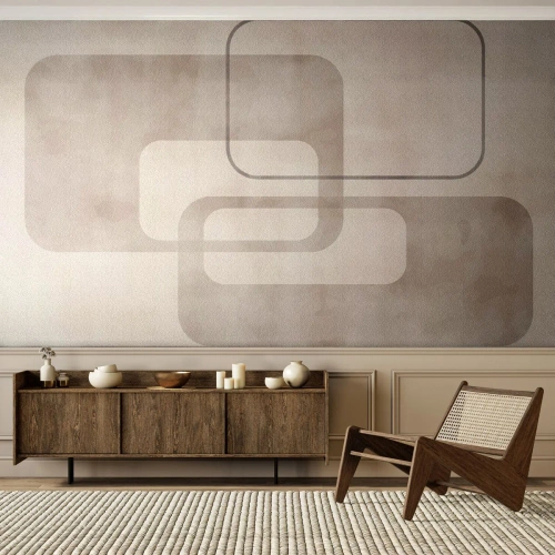 Fototapete Premium Sand - Geometrische Fuge - Formen, Minimalismus, Hell - 250x175 cm