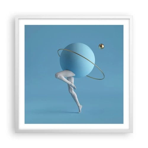 Poster in einem weißen Rahmen - Und die Planeten spielen verrückt - 60x60 cm