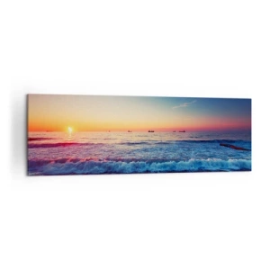 Bild auf Leinwand - Leinwandbild - Sonnenuntergang über einem ruhigen Meer mit Wellen - 160x50cm - Was ist mit dem Horizont? - Moderne Wanddekoration für Wohnzimmer und Schlafzimmer ARTTOR