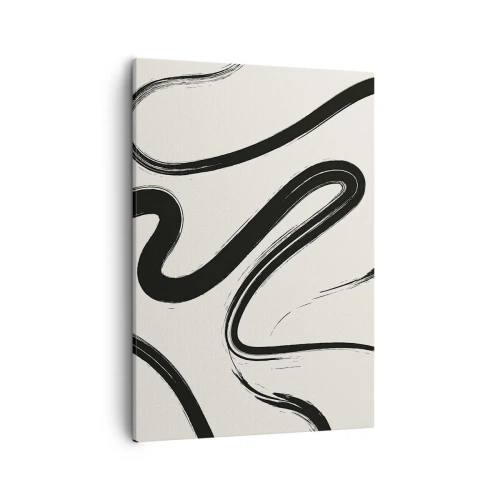 Bild auf Leinwand - Leinwandbild - Schwarz-weiße geschwungene Linien auf hellem Hintergrund - 50x70cm - Schwarz-Weiß-Laune - Moderne Wanddekoration für Wohnzimmer und Schlafzimmer ARTTOR