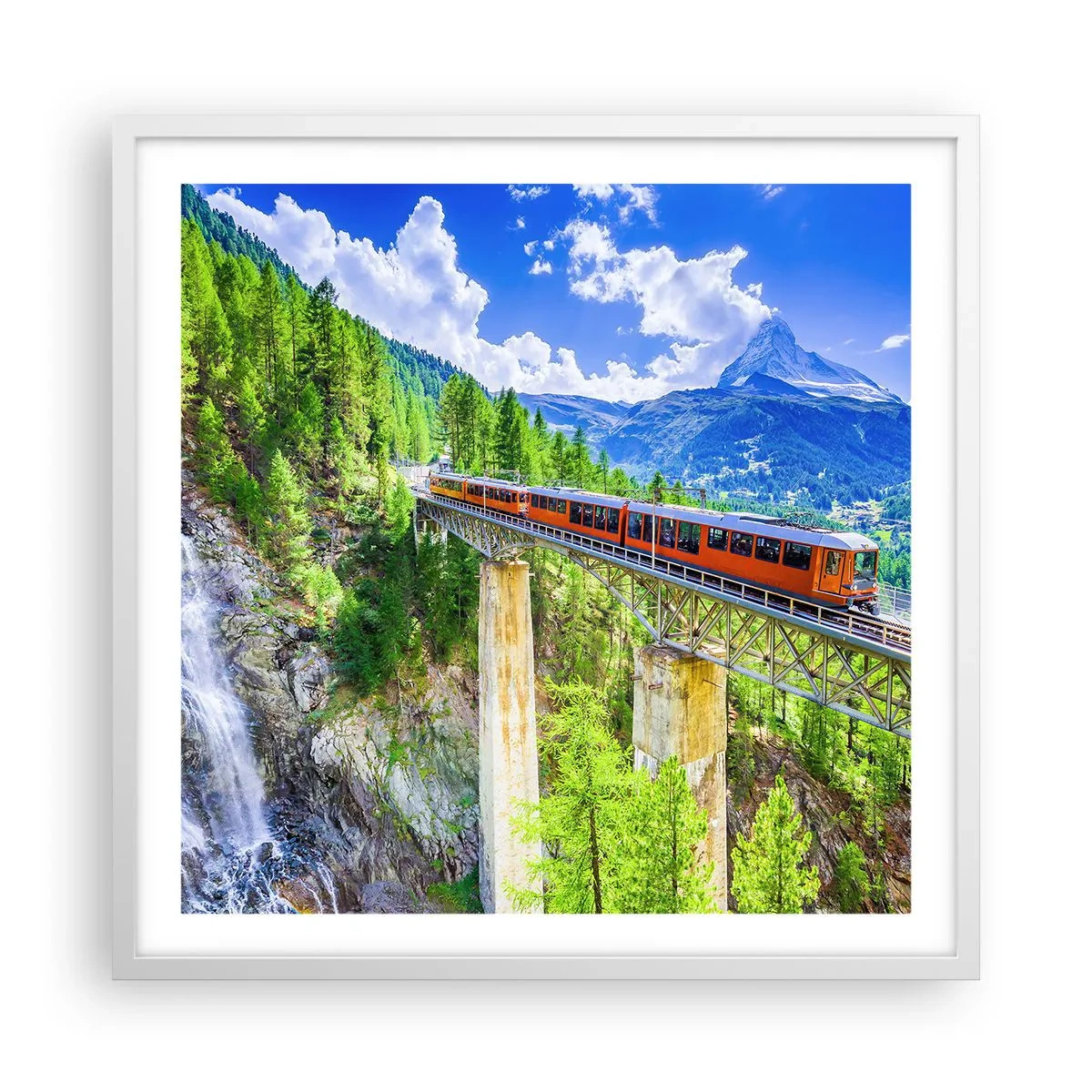 Poster in einem weißen Rahmen - Jetzt sind Alpen dran - 60x60 cm