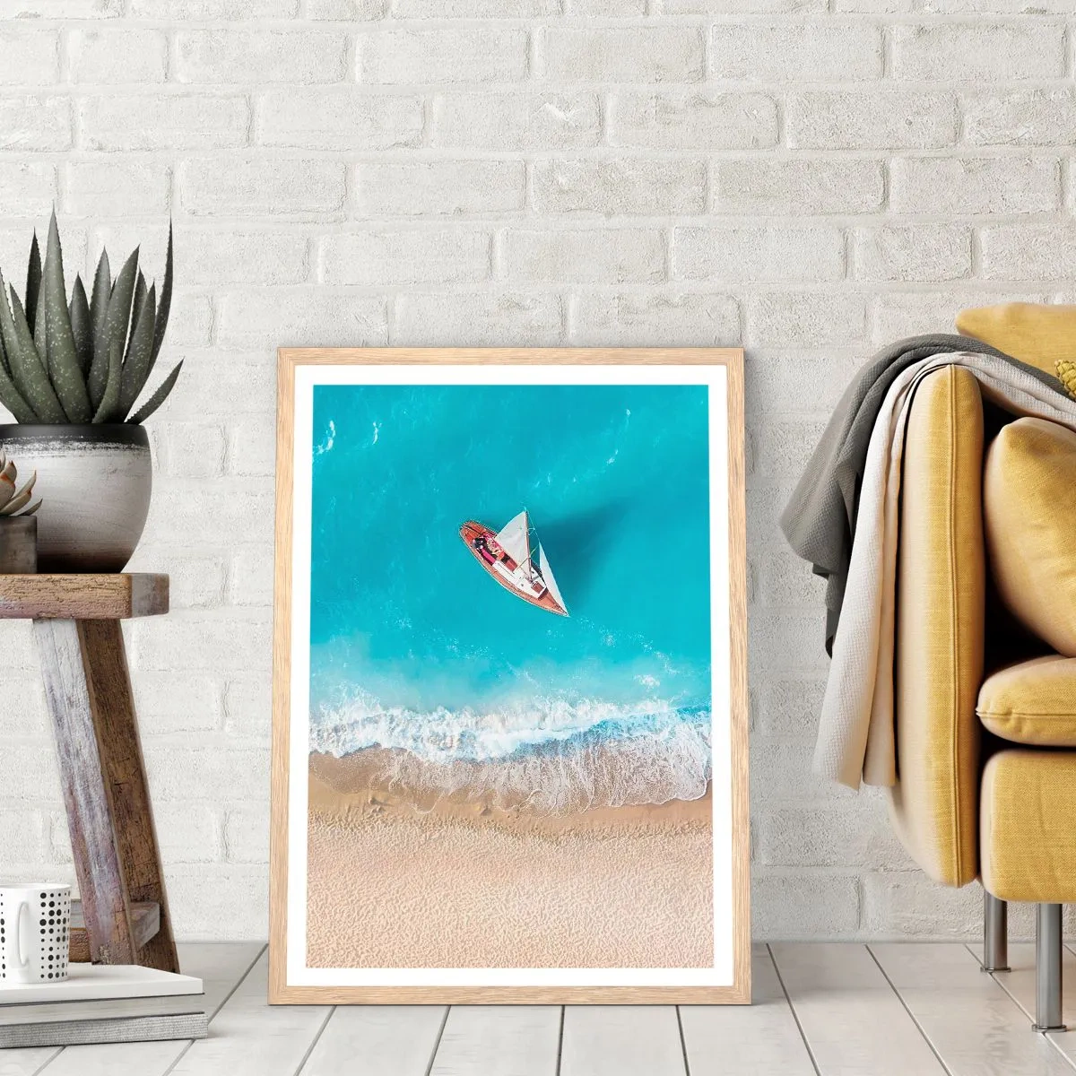 Poster in einem Rahmen aus heller Eiche - An der Grenze von Blau und Gold - 30x40 cm