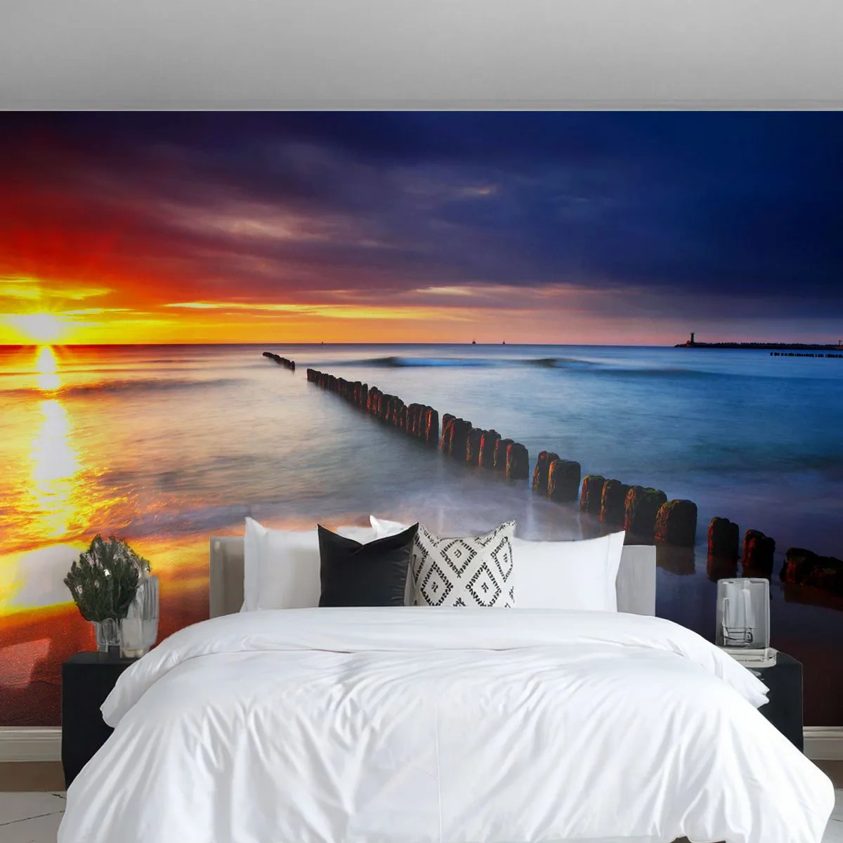 Selbstklebende Fototapete Deluxe Sticker - Lausche der Stille - Landschaft, Sonnenuntergang, Strand - 250x175 cm