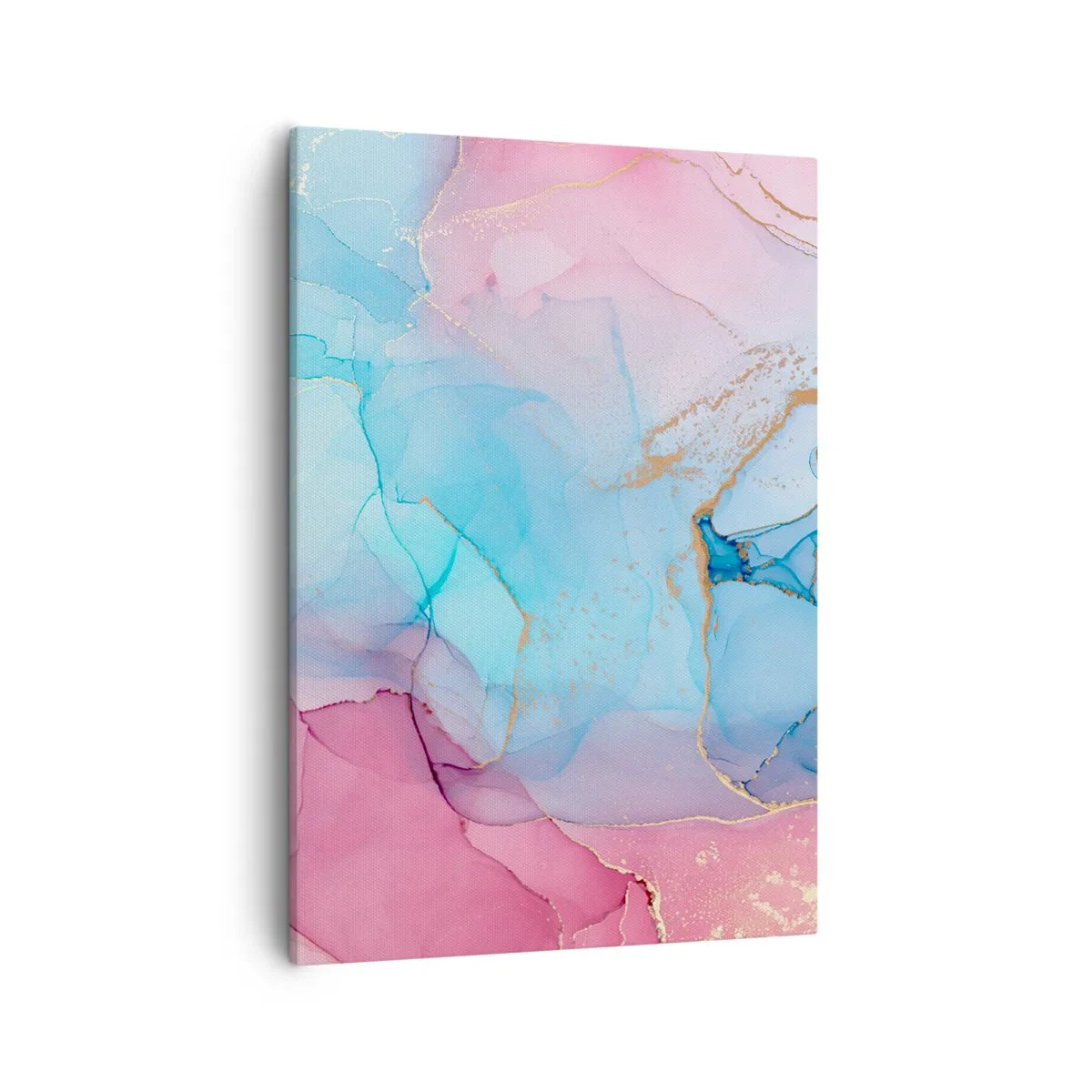 Bild auf Leinwand - Leinwandbild - Abstrakte Pastellmuster mit goldenen Akzenten - 50x70cm - Begegnung und Durchdringung - Moderne Wanddekoration für Wohnzimmer und Schlafzimmer ARTTOR