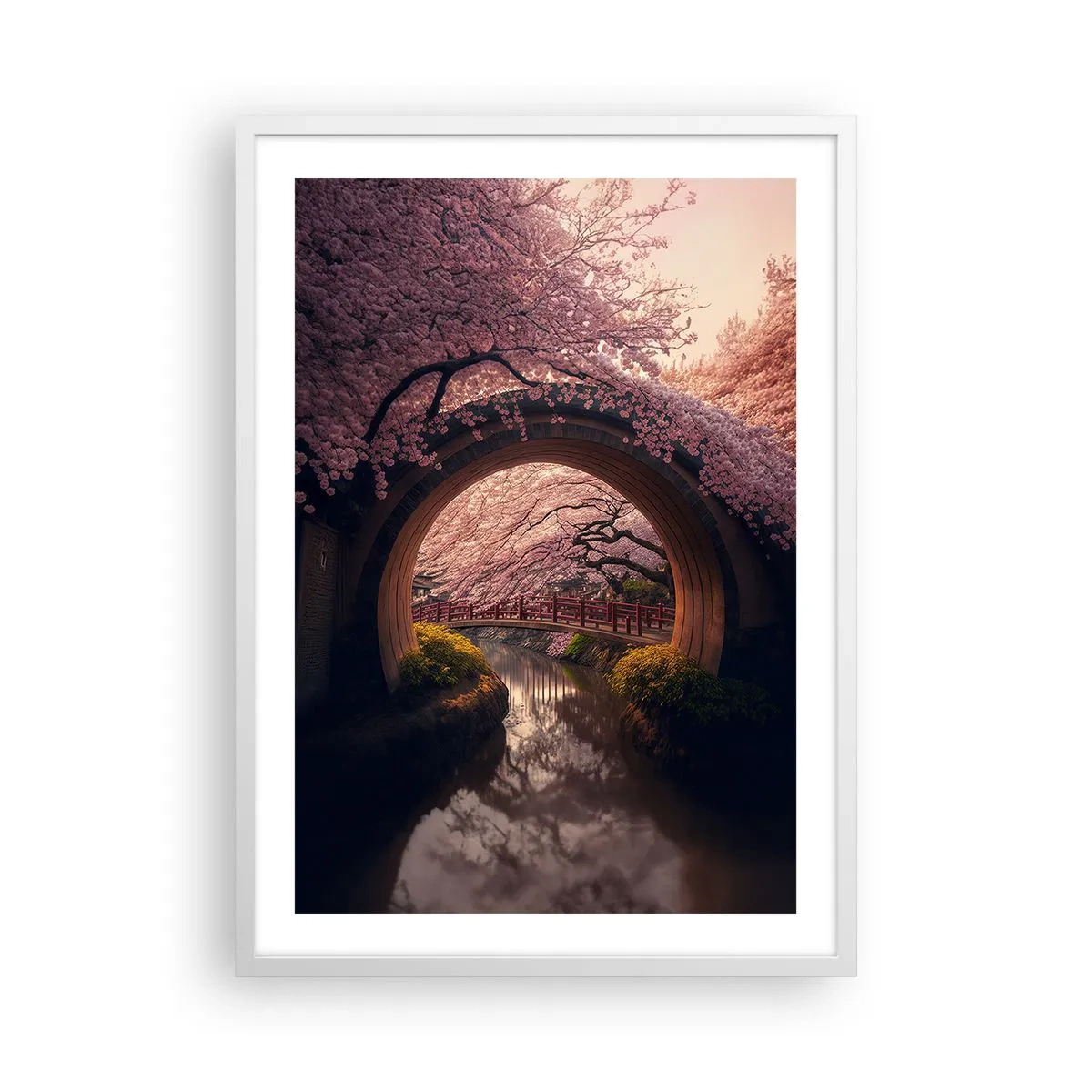 Poster in einem weißen Rahmen - Japanischer Frühling - 50x70 cm