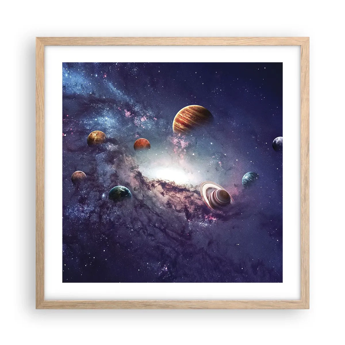 Poster in einem Rahmen aus heller Eiche - Solar-Tanz-System - 50x50 cm