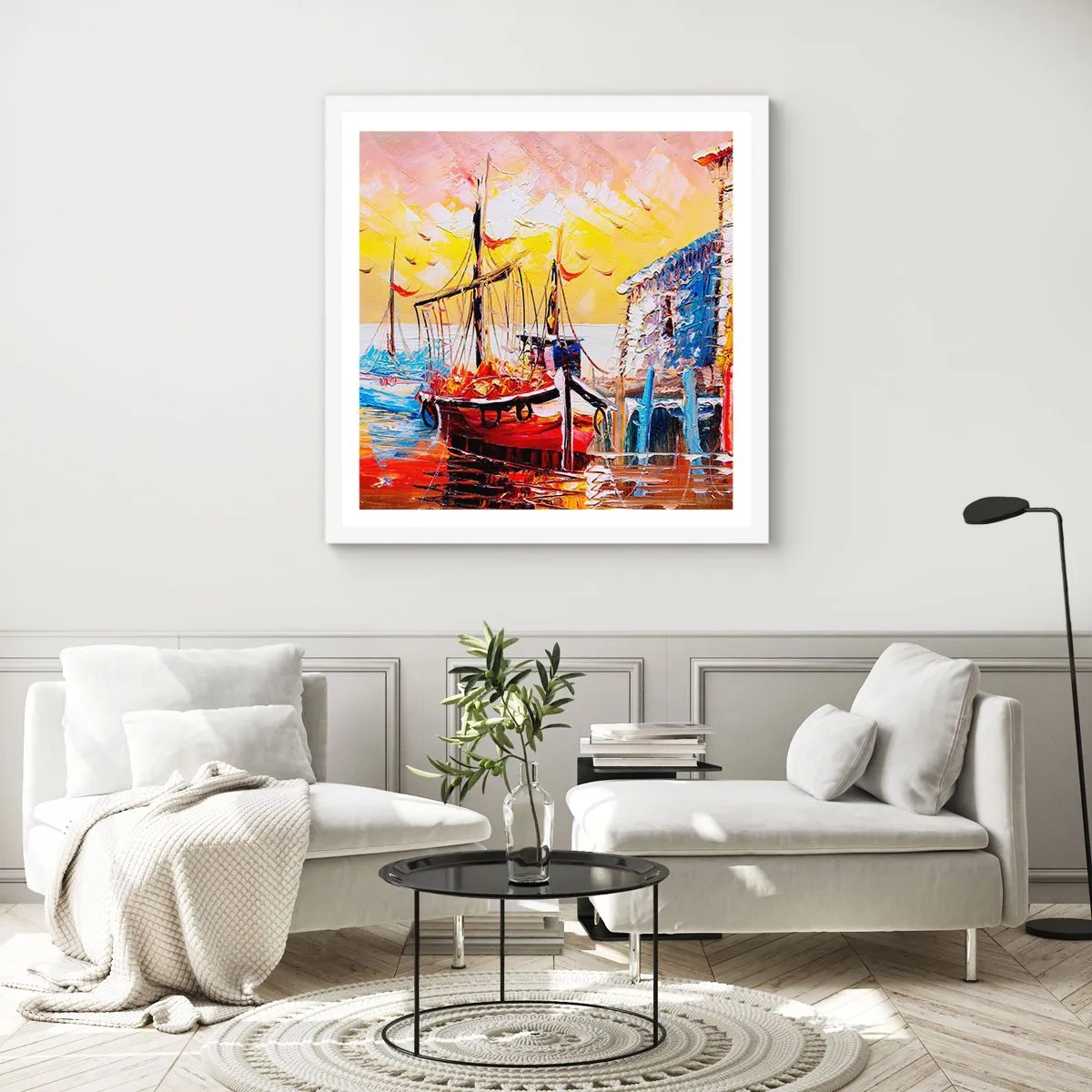 Poster in einem weißen Rahmen - Glückliche Rückkehr - 50x50 cm