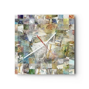 Wanduhr - Glasuhr - Geometrische Mischung - 40x40 cm