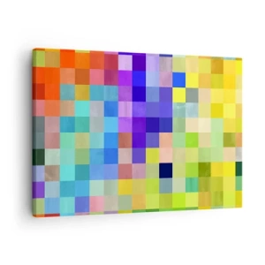 Bild auf Leinwand - Leinwandbild - Ein buntes Mosaik aus Quadraten in verschiedenen Farben - 70x50cm - Alle anderen, alle gleich - Moderne Wanddekoration für Wohnzimmer und Schlafzimmer ARTTOR