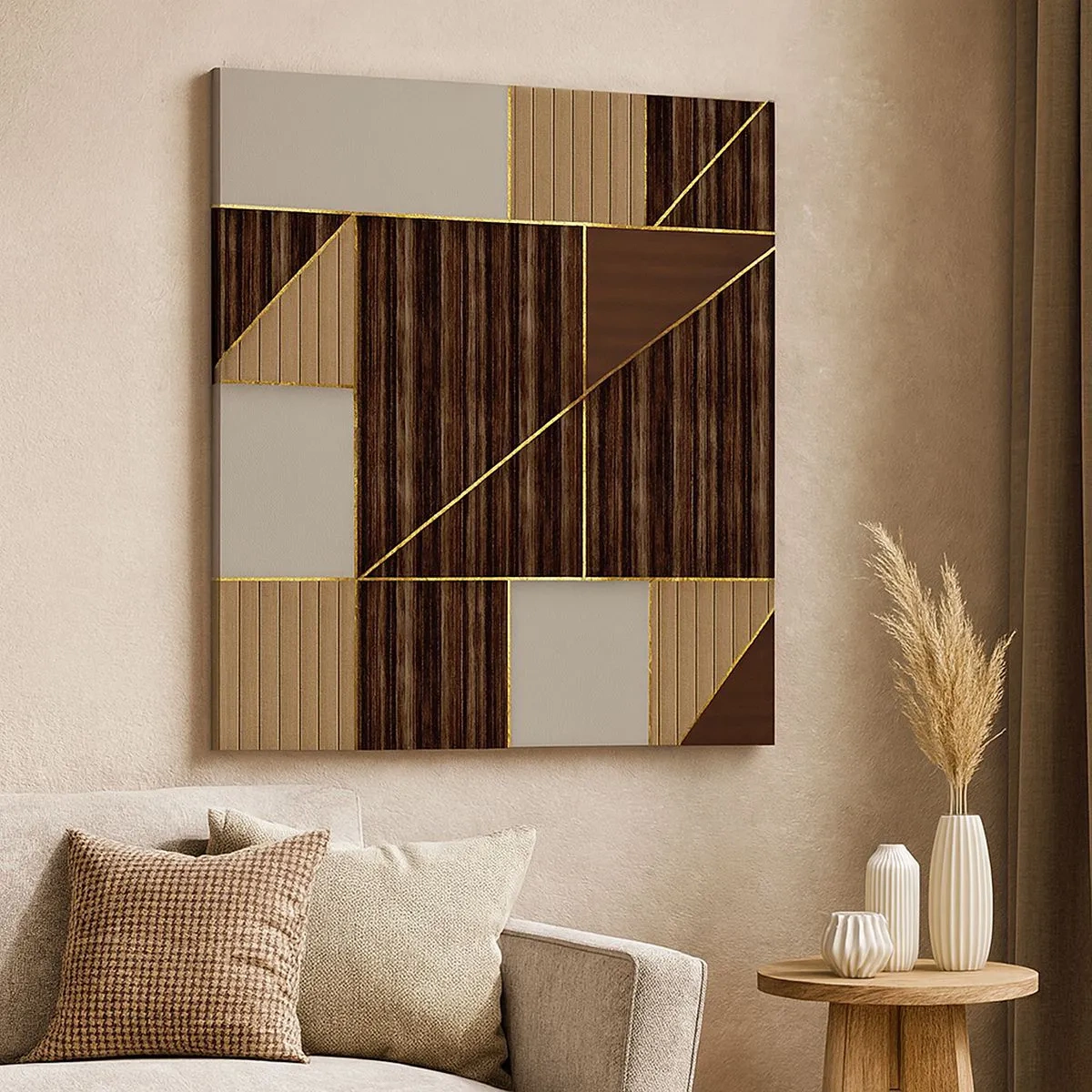 Bild auf Leinwand - Leinwandbild - Ein Mosaik aus Braun und Gold - 30x30 cm