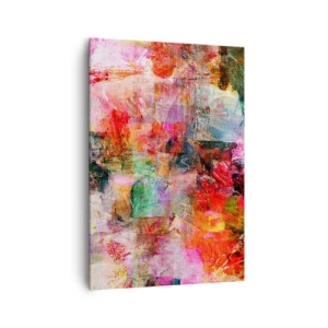 Bild auf Leinwand - Leinwandbild - Eine abstrakte Komposition mit dominanten Rosa- und Rottönen. - 70x100cm - Eine Reise durch die Rosen - Moderne Wanddekoration für Wohnzimmer und Schlafzimmer ARTTOR
