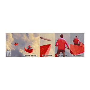 Fototapeten Muster Premium Canvas - Expedition der Träumer - Abstraktion, Fantasie, Origami - 100x30 cm