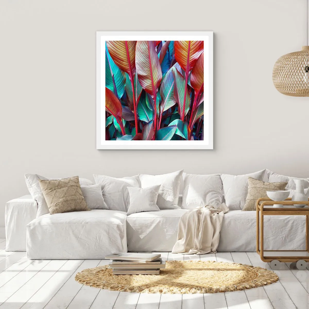 Poster in einem weißen Rahmen - Buntes Dickicht - 60x60 cm
