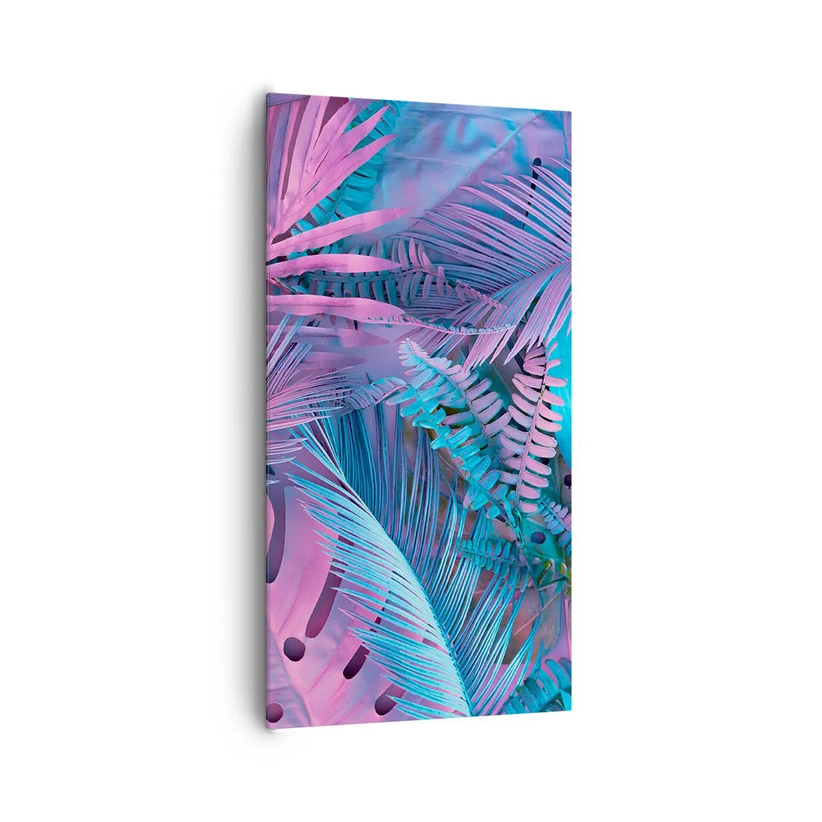 Bild auf Leinwand - Leinwandbild - Tropen in Rosa und Blau - 65x120 cm
