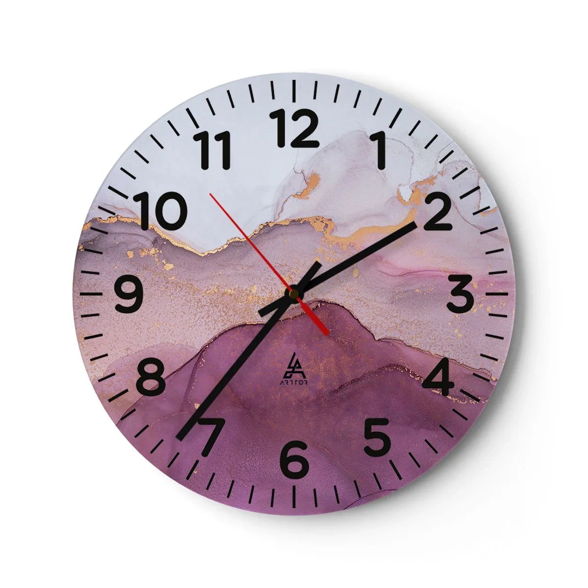 Wanduhr - Glasuhr - Violett und lila Wellen - 40x40 cm