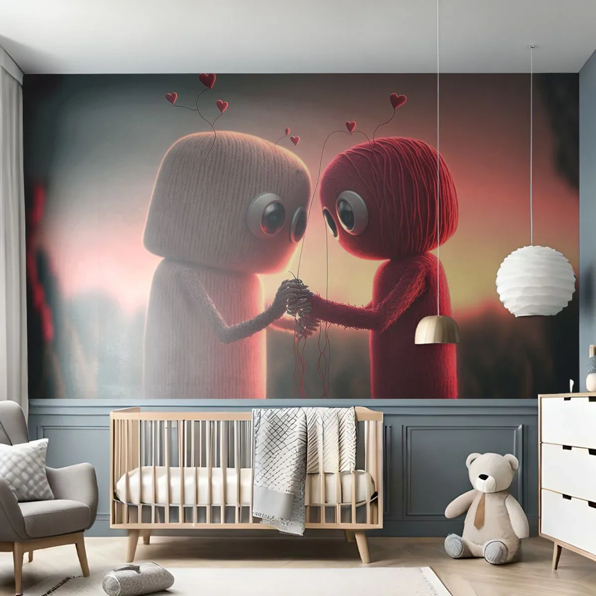 Fototapete Premium Sand - Zwei Garnfiguren, die durch Liebe miteinander verflochten sind - 100x70cm - Jeder darf lieben - Moderne Wanddekoration für Wohnzimmer und Schlafzimmer ARTTOR