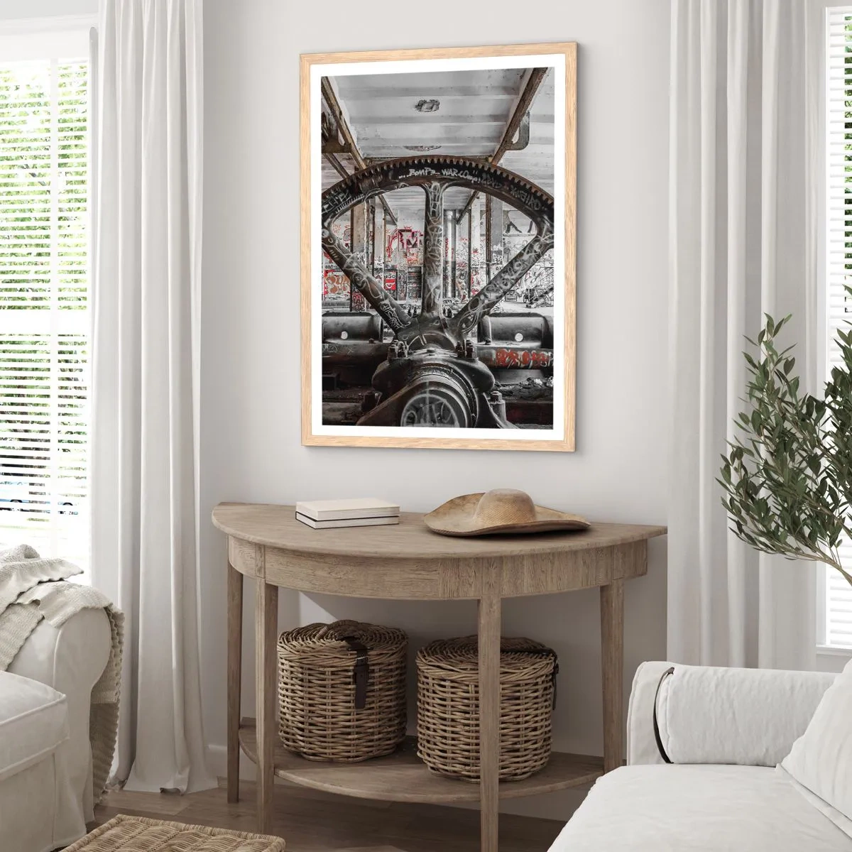 Poster in einem Rahmen aus heller Eiche - Das geheime Leben der Fabrik - 70x100 cm