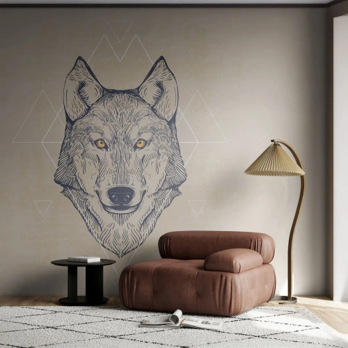 Fototapete Premium Canvas - Ein Alpha mit durchdringendem Blick - Tiere, Hund, Huskys - 350x256 cm