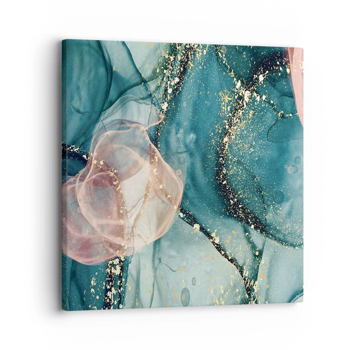 Bild auf Leinwand - Leinwandbild - Seidenblau, Tüllrosa - 30x30 cm
