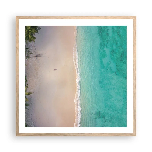 Poster in einem Rahmen aus heller Eiche - Paradiesstrand - 60x60 cm