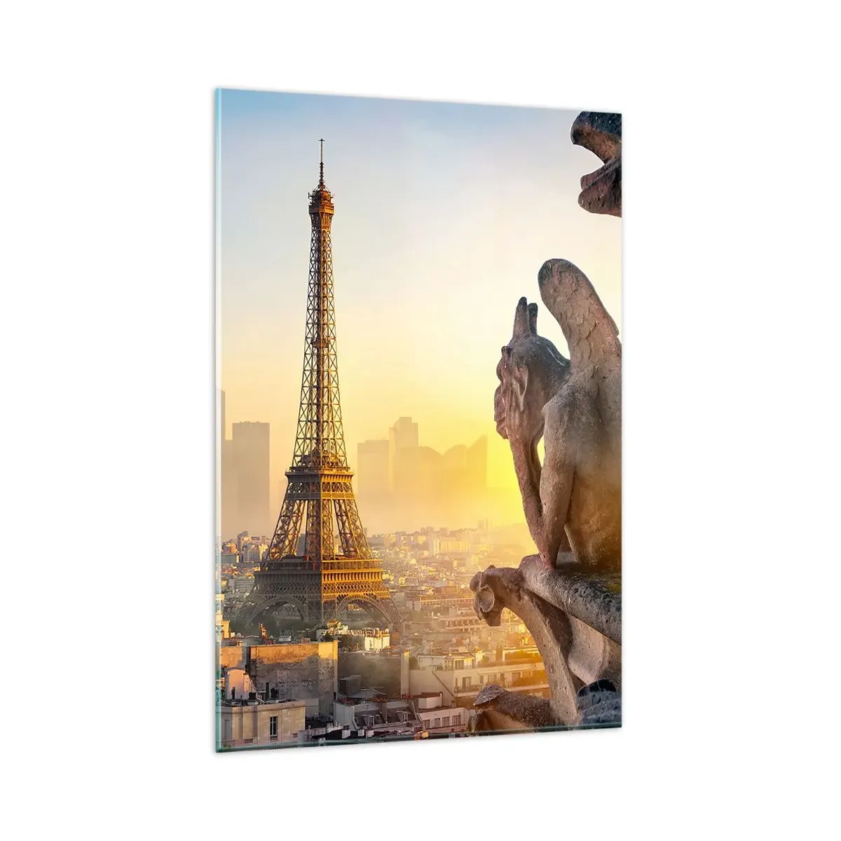 Glasbild - Bild auf glas - Blick auf den Eiffelturm mit Wasserspeiern im Hintergrund - 80x120cm - Vieles hat sich geändert ... - Moderne Wanddekoration für Wohnzimmer und Schlafzimmer ARTTOR