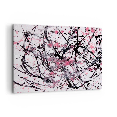 Bild auf Leinwand - Leinwandbild - Abstraktes Muster in Rosa-, Schwarz- und Weißtönen - 100x70cm - Die Flüchtigkeit des Lebens - Moderne Wanddekoration für Wohnzimmer und Schlafzimmer ARTTOR
