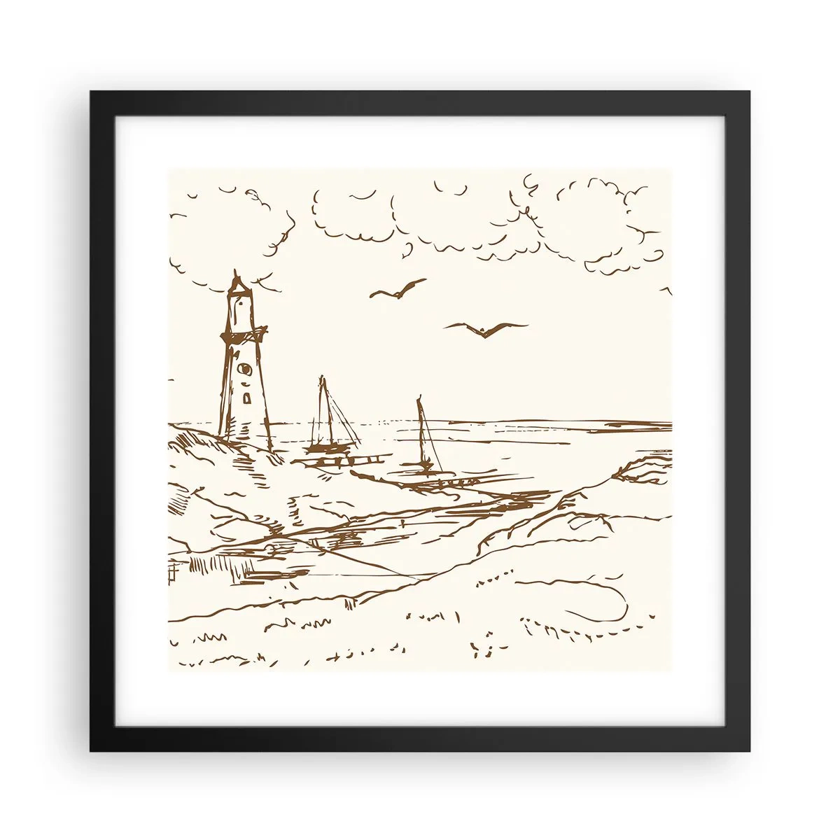 Poster in einem schwarzem Rahmen - Ein Überblick über die Erinnerungen an den Sommer - 40x40 cm