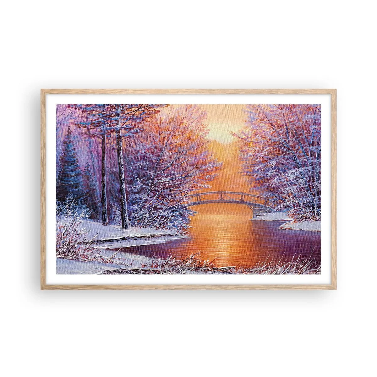 Poster in einem Rahmen aus heller Eiche - Treffen wir uns hier - 91x61 cm