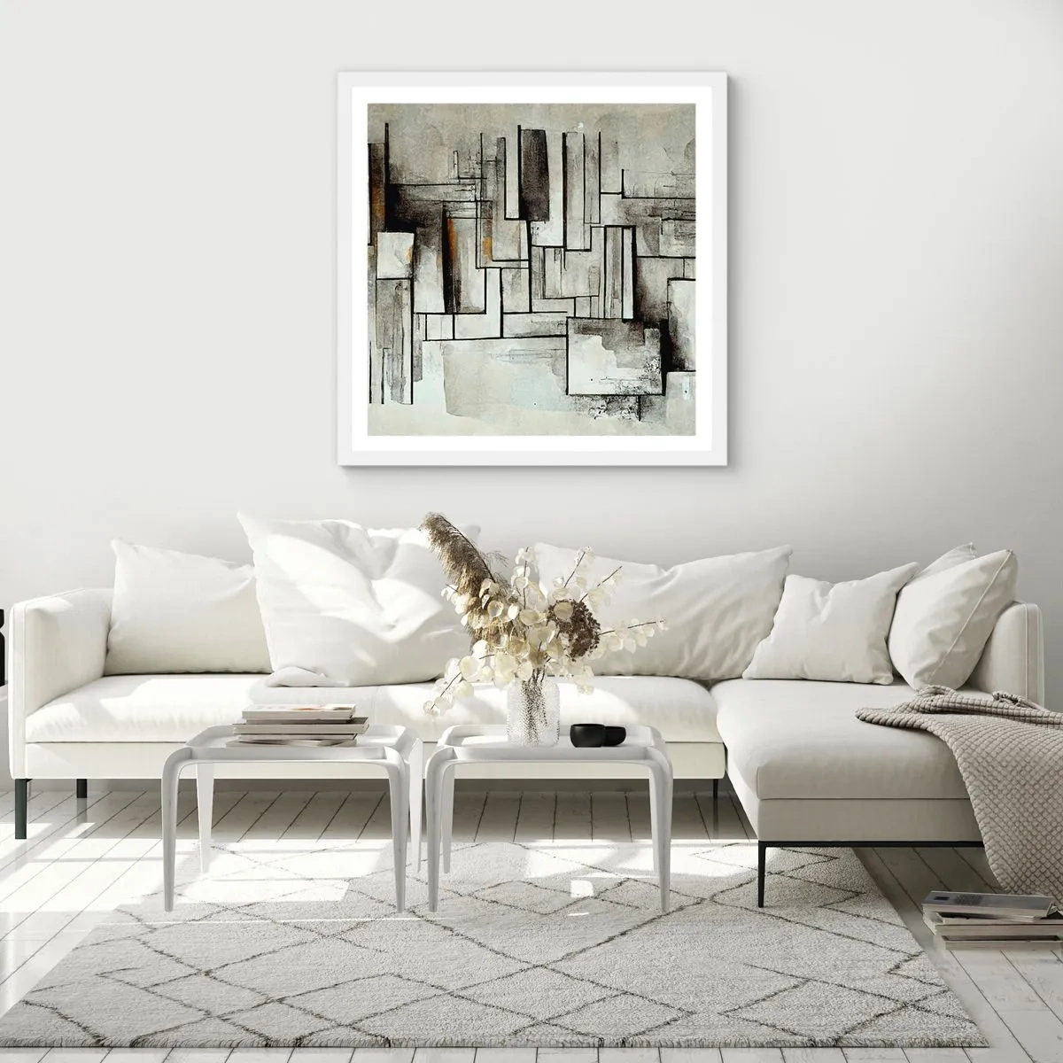 Poster in einem weißen Rahmen - Kraft der Einfachheit - 60x60 cm