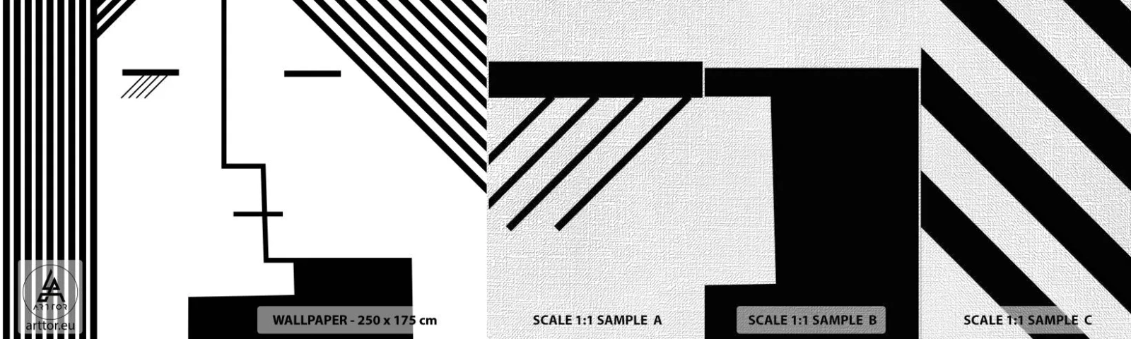 Fototapeten Muster Premium Canvas - Einfach ein Kuss - Moderne Kunst, Schwarz und weiß, Gesicht - 100x30 cm
