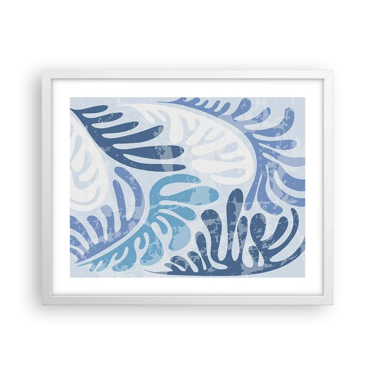 Poster in einem weißen Rahmen - Blaue Farne - 50x40 cm