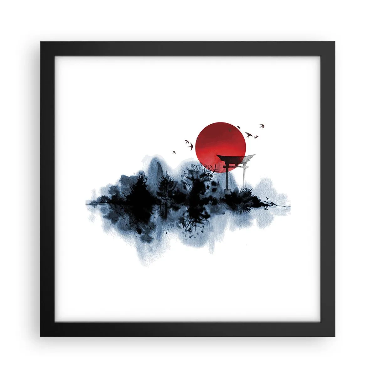 Poster in einem schwarzem Rahmen - Japanische Sicht - 30x30 cm