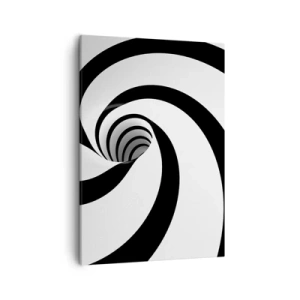 Bild auf Leinwand - Leinwandbild - Abstrakte schwarz-weiße Spirale mit Wirbeleffekt - 50x70cm - Dem Wirbel nachgeben? - Moderne Wanddekoration für Wohnzimmer und Schlafzimmer ARTTOR