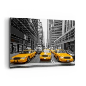 Bild auf Leinwand - Leinwandbild - Gelbe Taxis auf den Straßen von New York - 120x80cm - Wir färben die Stadt - Moderne Wanddekoration für Wohnzimmer und Schlafzimmer ARTTOR